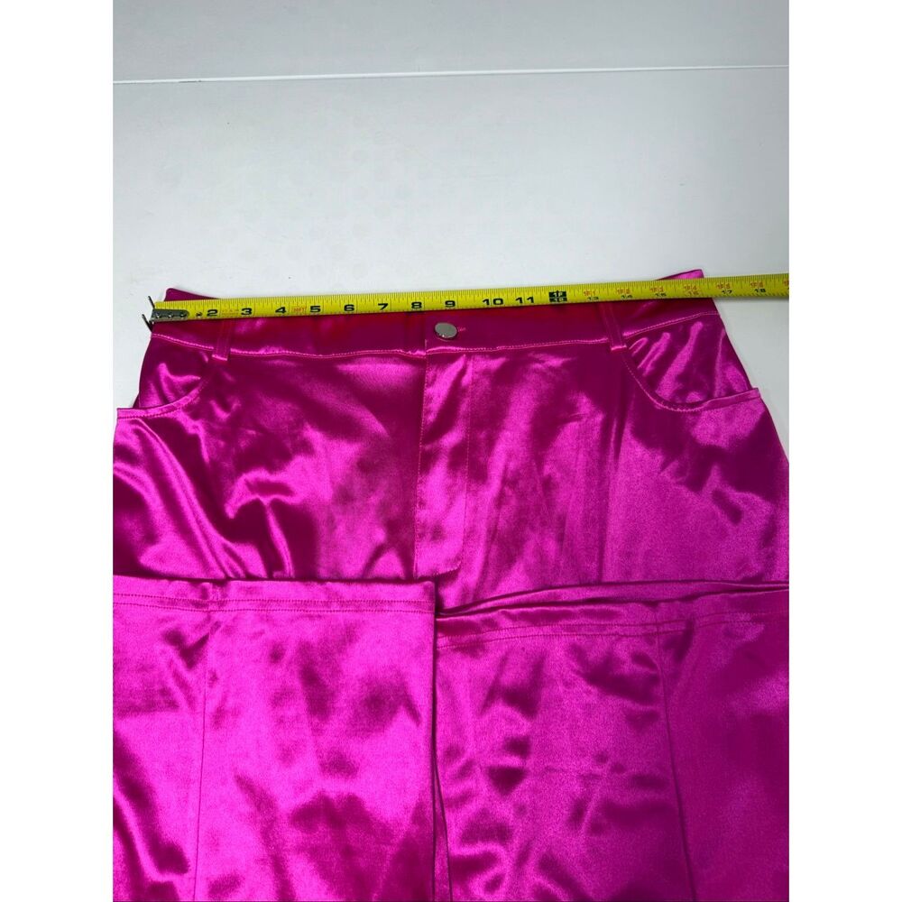 Boutique Brand Hot Pink Satin Cargo Pants Wide Leg Statement Trousers Sz XL - Picture 11 of 15